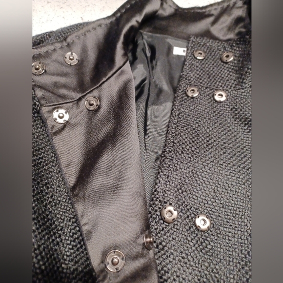 Nygard Collection Black Cowl Collar Pea Coat with Black beading design on lapel - Picture 12 of 15